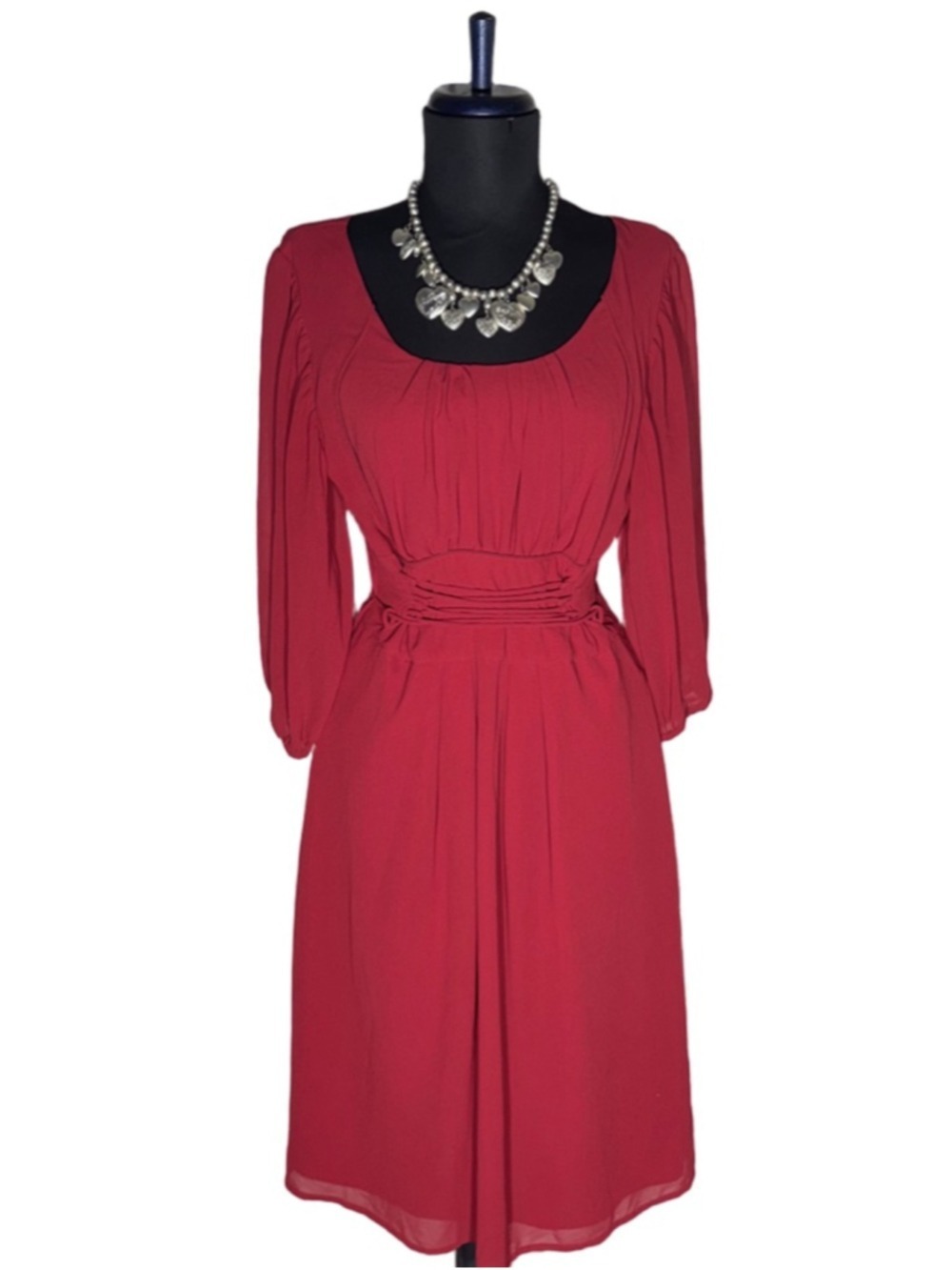 Vintage Y2K chiffon dress peasant corset waist red cocktail alt punk layering M